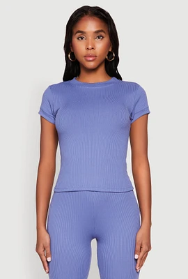 Womens Short Sleeve Rib Knit Tee,