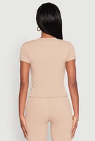 Womens Short Sleeve Rib Knit Tee,