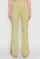 Womens High Waisted Rib Knit Palazzo Pants,