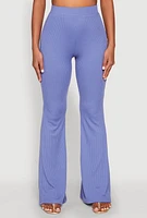 Womens High Waisted Rib Knit Palazzo Pants,