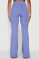 Womens High Waisted Rib Knit Palazzo Pants,