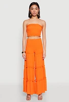 Womens Ruffle Hem Smocked Tube Top,