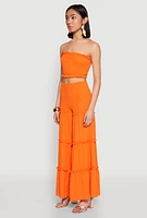 Womens Ruffle Hem Smocked Tube Top,