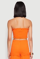 Womens Ruffle Hem Smocked Tube Top,