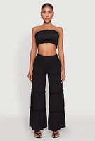 Womens Tiered Ruffle Palazzo Pants,