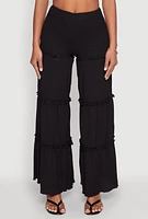 Womens Tiered Ruffle Palazzo Pants,