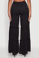 Womens Tiered Ruffle Palazzo Pants,
