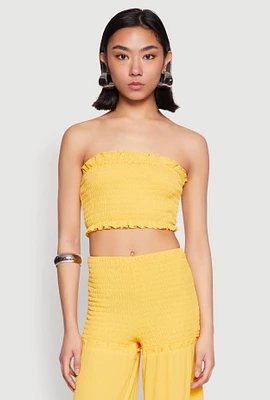 Womens Tiered Ruffle Palazzo Pants, Yellow, Size S