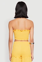 Womens Tiered Ruffle Palazzo Pants, Yellow, Size S