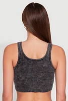 Womens Cropped Mineral Wash Corset Top, L