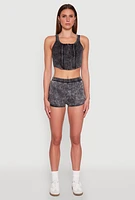 Womens Mineral Wash Dolphin Shorts, Grey, Size S