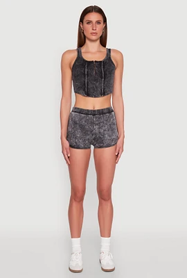 Womens Mineral Wash Dolphin Shorts, Grey, Size S