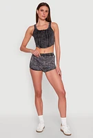 Womens Mineral Wash Dolphin Shorts, Grey, Size S