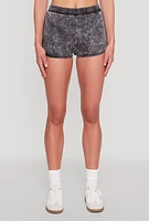 Womens Mineral Wash Dolphin Shorts, Grey, Size S