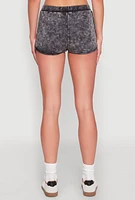 Womens Mineral Wash Dolphin Shorts, Grey, Size S