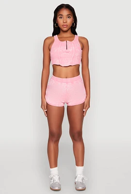 Womens Mineral Wash Dolphin Shorts, Pink,