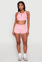 Womens Mineral Wash Dolphin Shorts, Pink,
