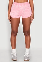 Womens Mineral Wash Dolphin Shorts, Pink,