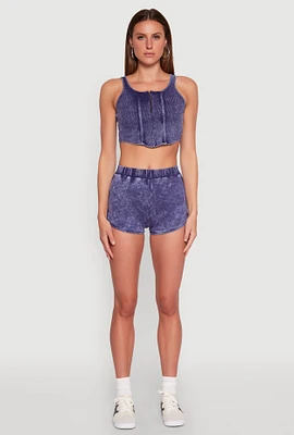 Womens Mineral Wash Dolphin Shorts,