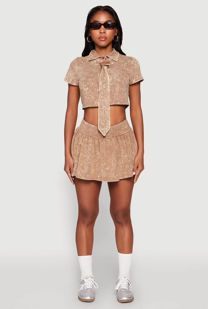 Womens Mineral Wash Ruched Skort,