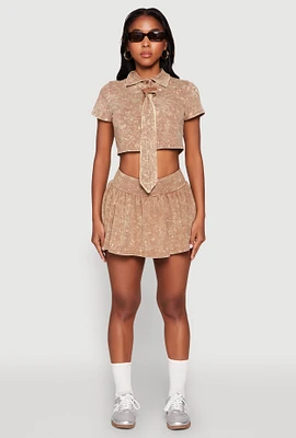 Womens Mineral Wash Ruched Skort,
