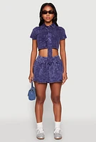 Womens Mineral Wash Ruched Skort,