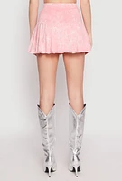 Womens Mineral Wash Mini Pleated Skirt, Pink, Size M