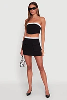 Womens Contrast Trim Zip Back Crop Top,