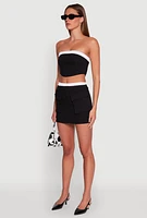 Womens Contrast Trim Zip Back Crop Top,