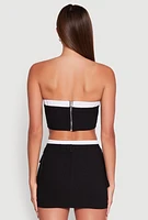 Womens Contrast Trim Zip Back Crop Top,