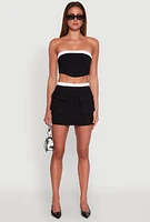 Womens Contrast Waistband Cargo Pocket Skort, M