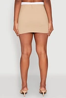 Womens Contrast Waistband Cargo Pocket Skort, Khaki, Size XL