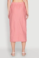 Womens Striped Tie Front Midi Skirt, Red, Size M