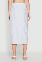 Womens Striped Tie Front Midi Skirt,