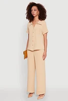Womens Airy Fixed Cuff Button Front Shirt,