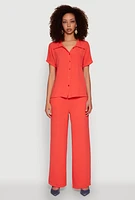 Womens Airy Fixed Cuff Button Front Shirt, L