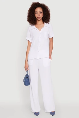 Womens Airy Pull On Dress Pants, White, Size S