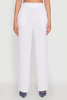 Womens Airy Pull On Dress Pants, White, Size S