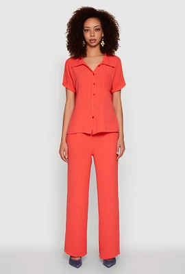 Womens Airy Pull On Dress Pants, Orange,