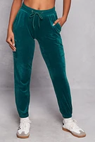 Womens Velour Drawstring Cargo Sweatpants,