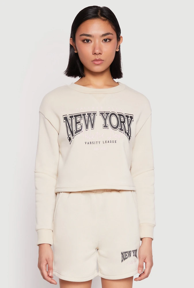 Womens New York Athletic Dept Sweatshirt, Beige, Size L