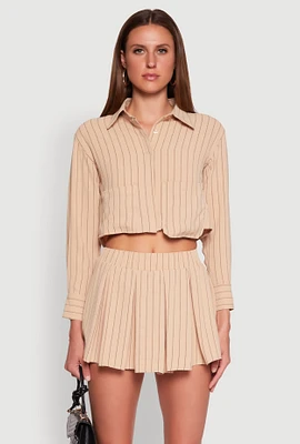 Womens Airy Cropped Striped Shirt,
