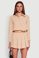 Womens Airy Cropped Striped Shirt,
