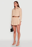 Womens Airy Cropped Striped Shirt,