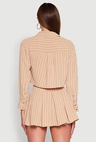 Womens Airy Cropped Striped Shirt,