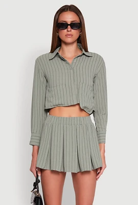 Womens Airy Cropped Striped Shirt,
