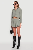 Womens Airy Cropped Striped Shirt,