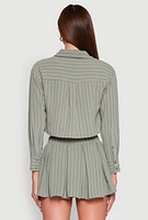 Womens Airy Cropped Striped Shirt,