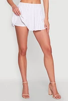 Womens Airy Striped Mini Pleated Skirt, White, Size M