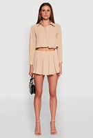 Womens Airy Striped Mini Pleated Skirt, S